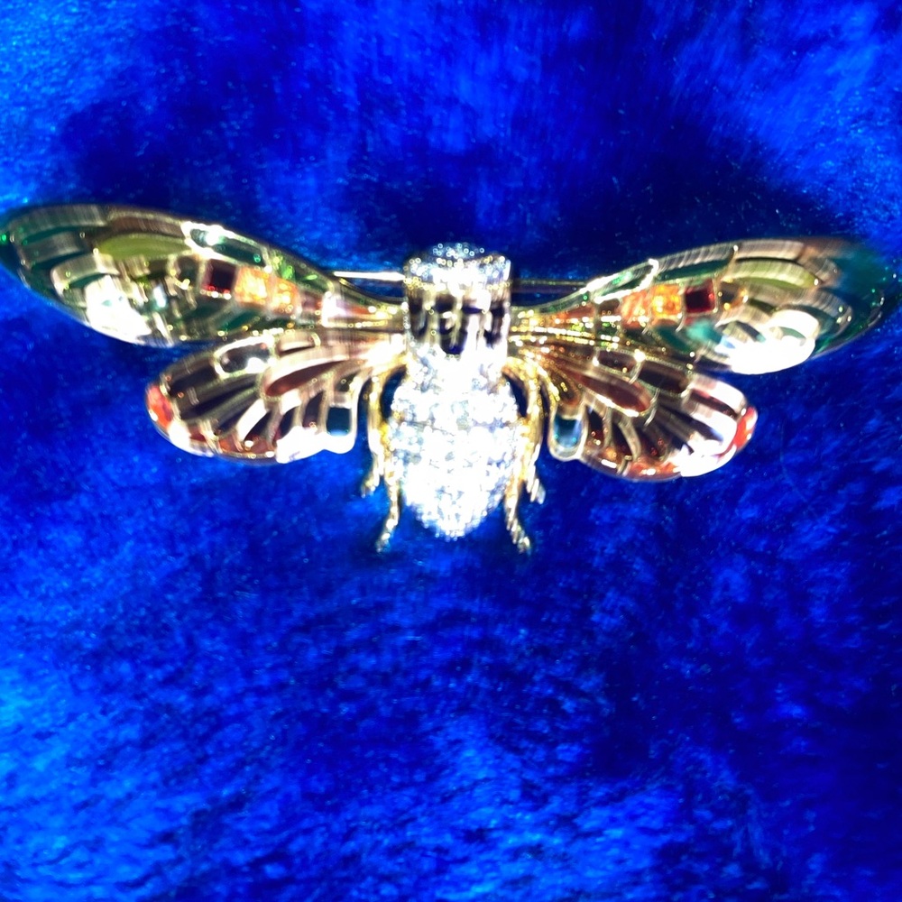A RARE Joan Rivers Cicada  Colorful Insect Brooch - Picture 2 of 9